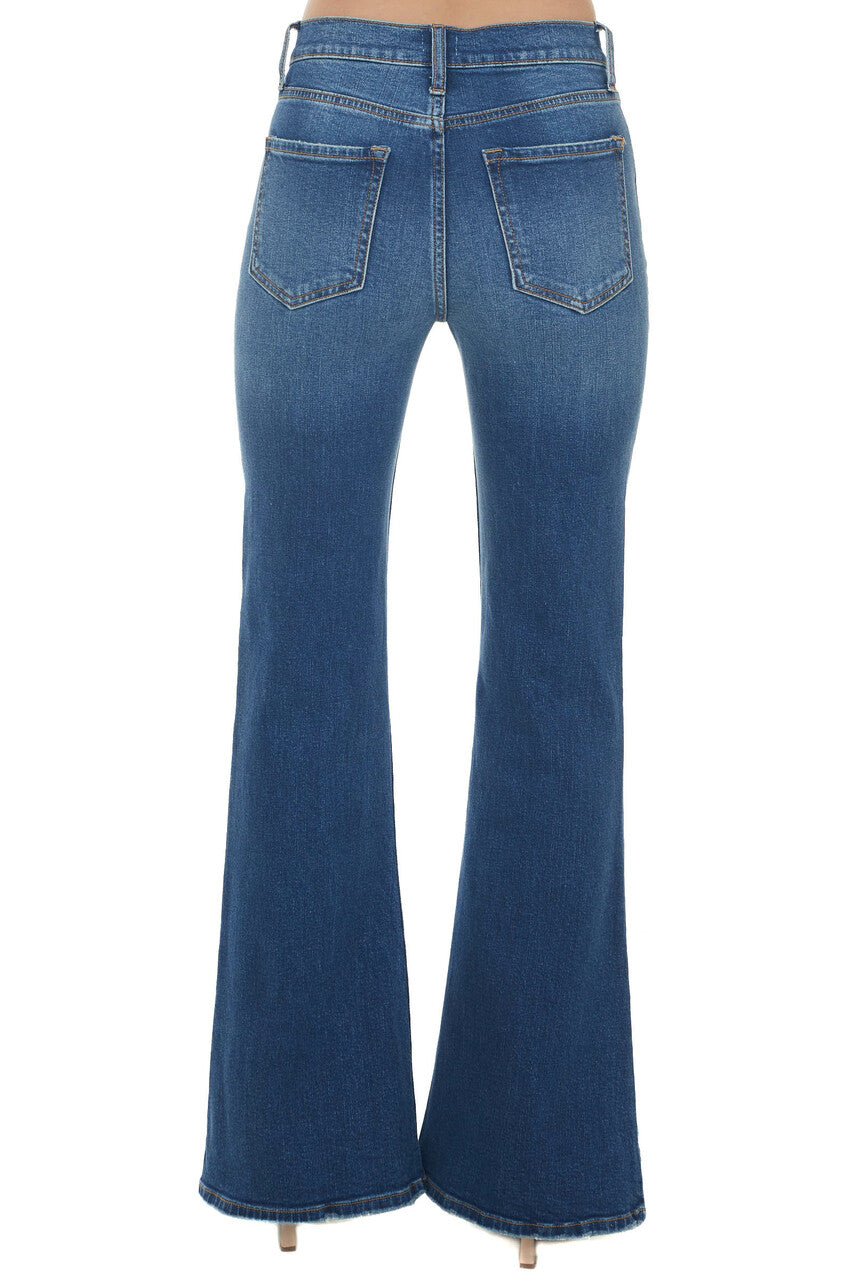 Medium Wash High Rise Flare Leg Denim Jeans