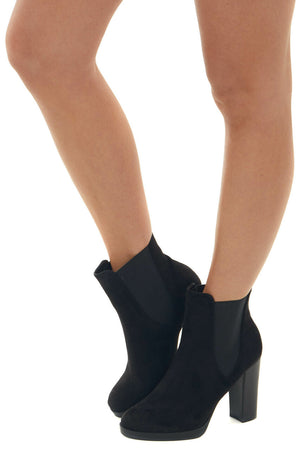 Black High Heel Booties with Side Panel