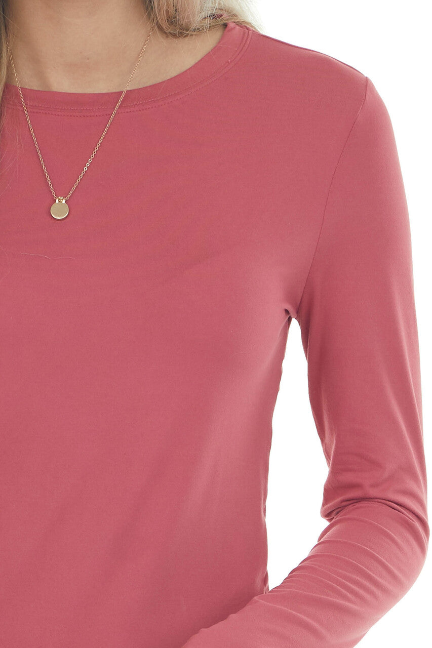Punch Solid Soft Knit Top with Long Sleeves 