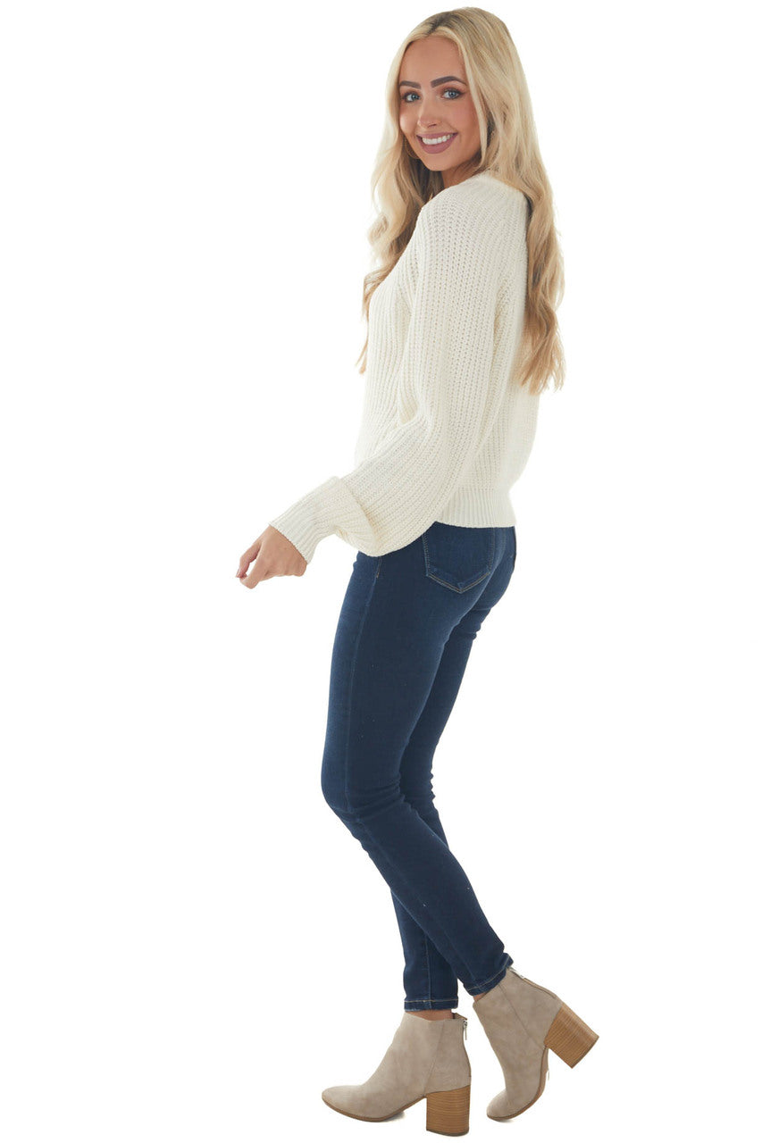 Vanilla Raglan Sleeve Slight Crop Sweater 