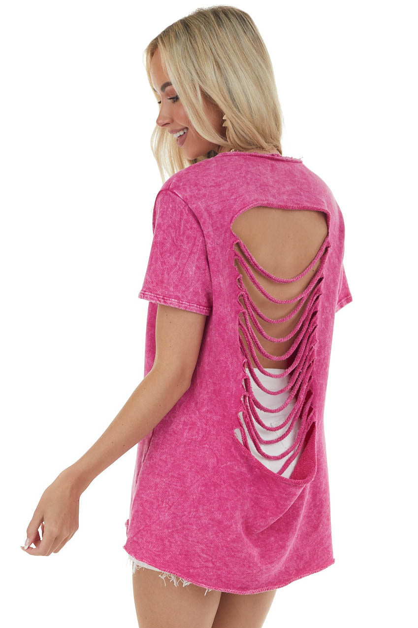 Mulberry Mineral Wash Top with Cut Outs 