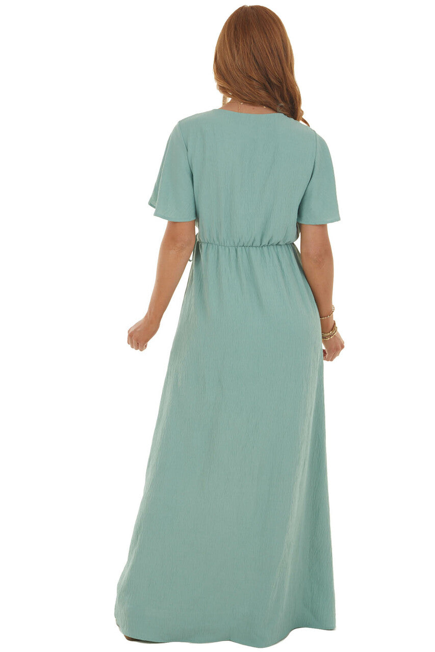 Light Juniper Surplice Maxi Dress with Slit
