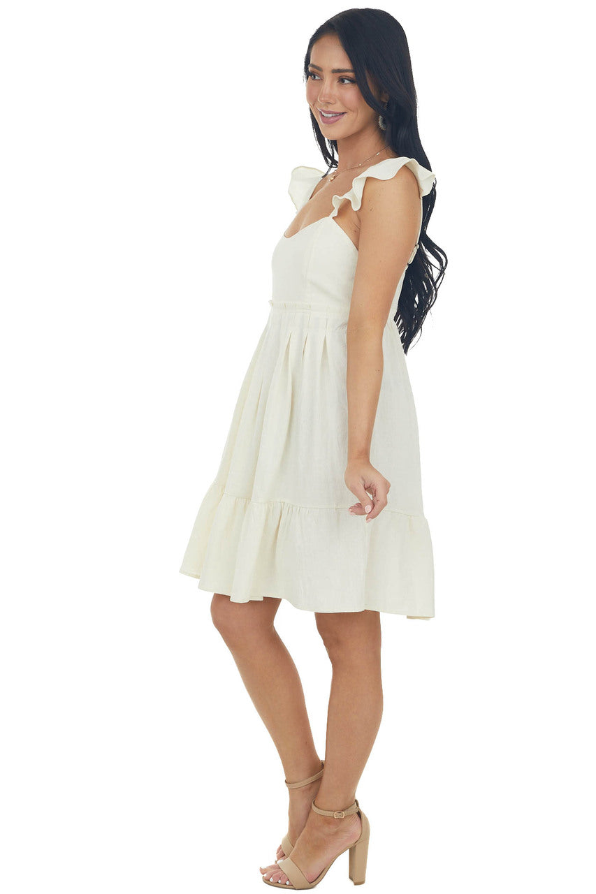 Rich Cream Babydoll Tiered Sleeveless Dress