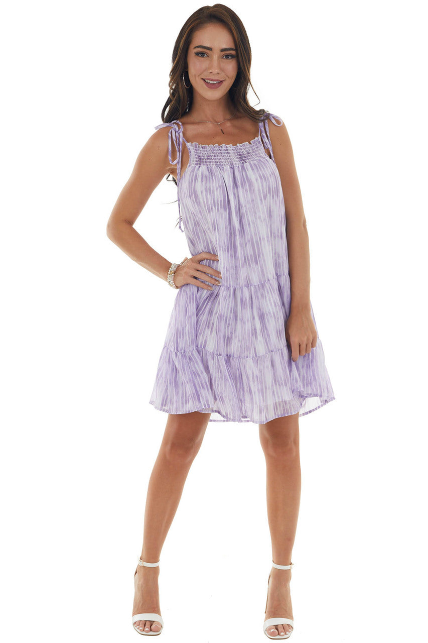 Iris Striped Tie Dye Sleeveless Short Dress