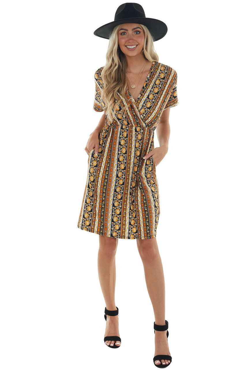 Mango and Black Striped Print Short Dress