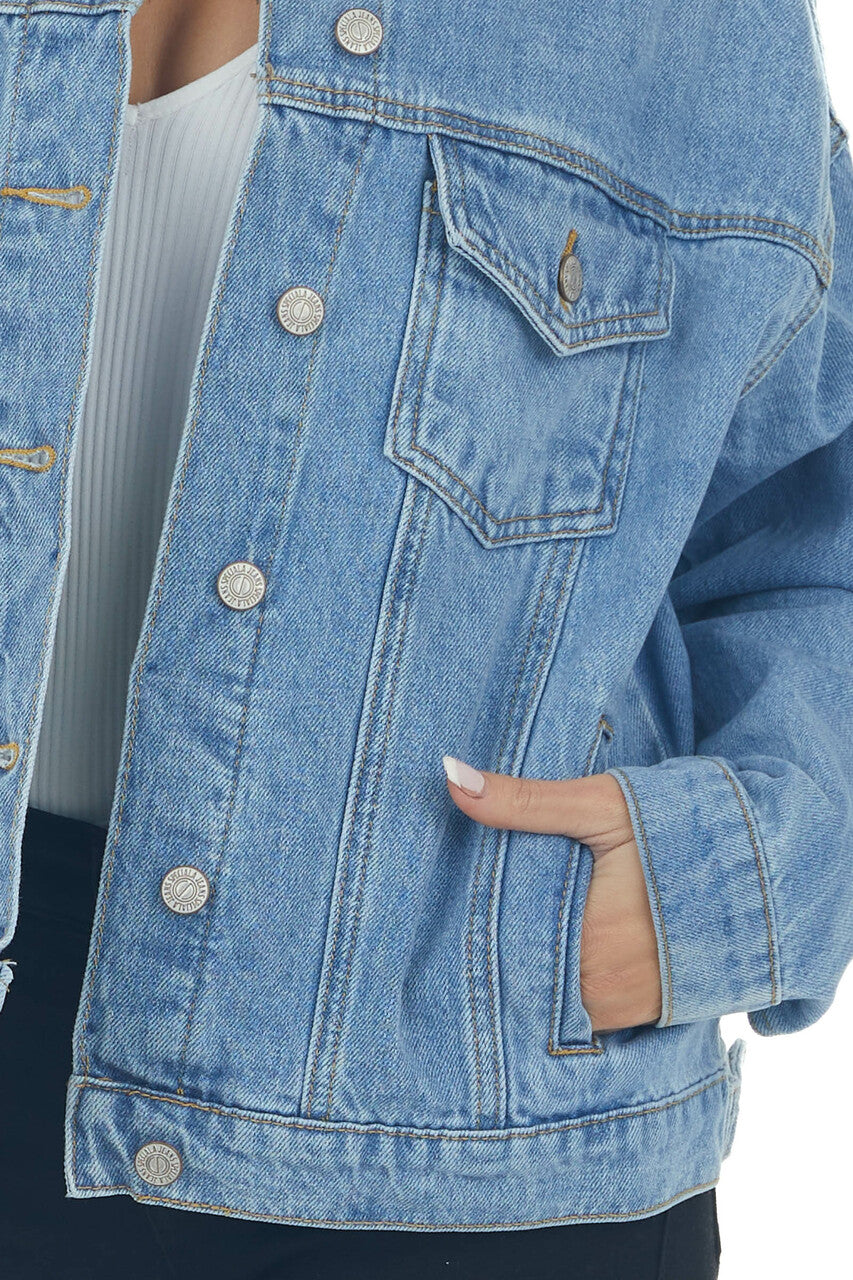Medium Oversized Denim Jacket with Pockets