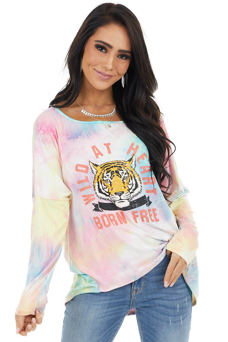 Multicolor Tie Dye 'Wild at Heart Born Free' Graphic Top 