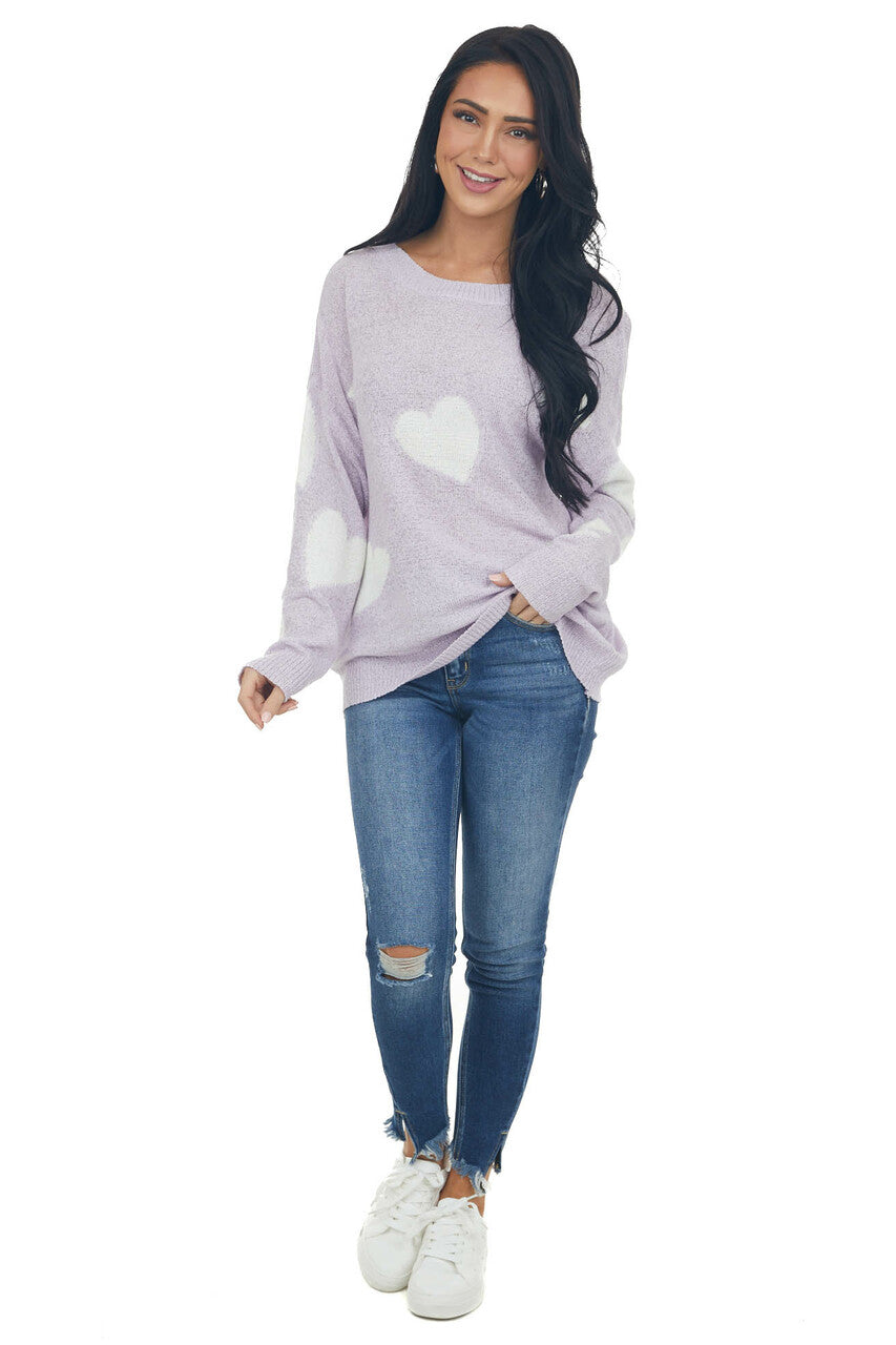 Lavender Heart and Lightning Light Sweater 