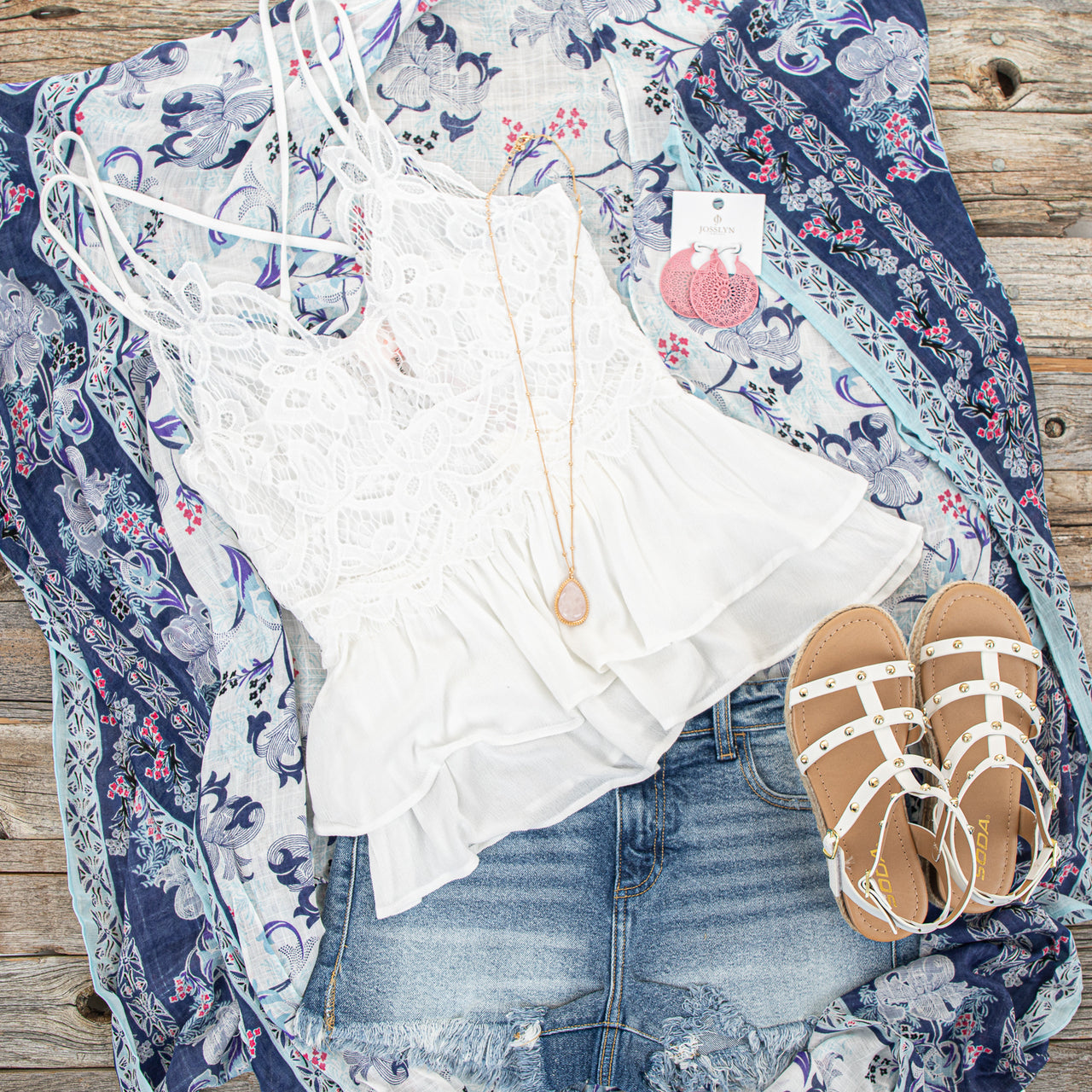 Pearl Sleeveless Layered Babydoll Top with Lace Details 