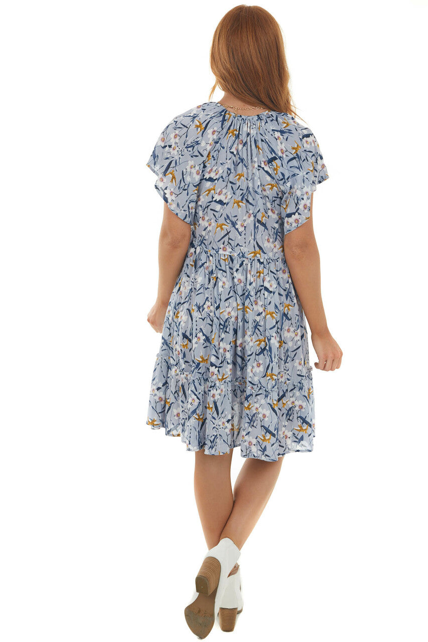 Periwinkle Floral Babydoll Smocked Bust Dress