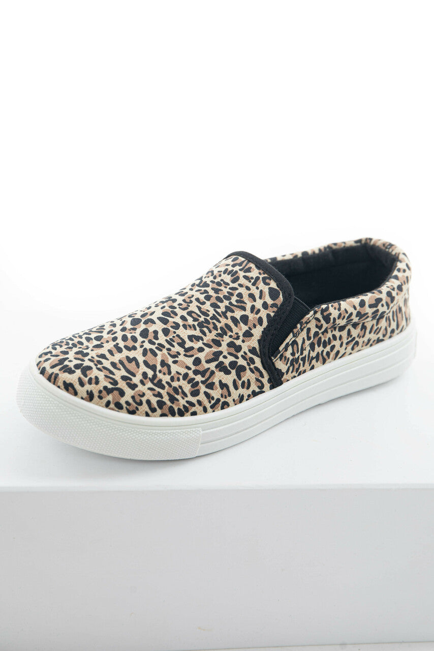 Beige and Black Leopard Print Slip On Sneakers