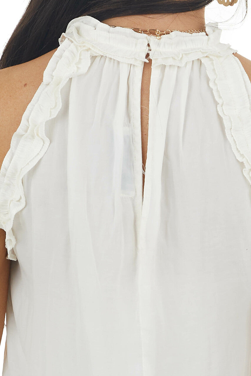 Vanilla Halter Neck Sleeveless Top with Frill Detail