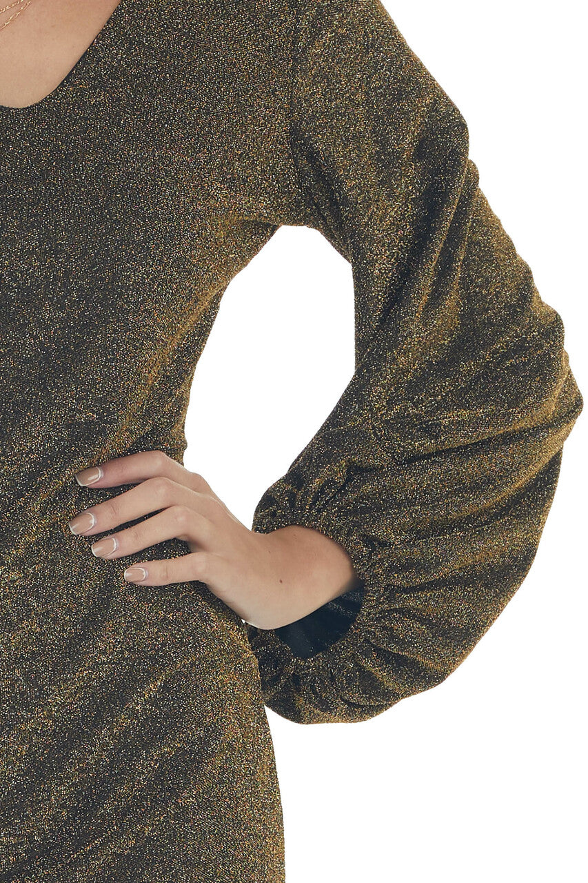 Black and Gold Shimmer Lurex Bodycon Dress