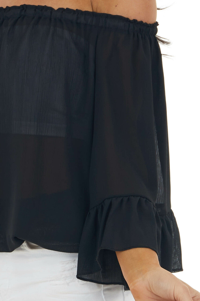 Black Off The Shoulder Top with Ruffle Detail