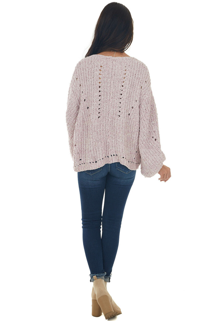 Blush Two Tone Chenille Pointelle Sweater