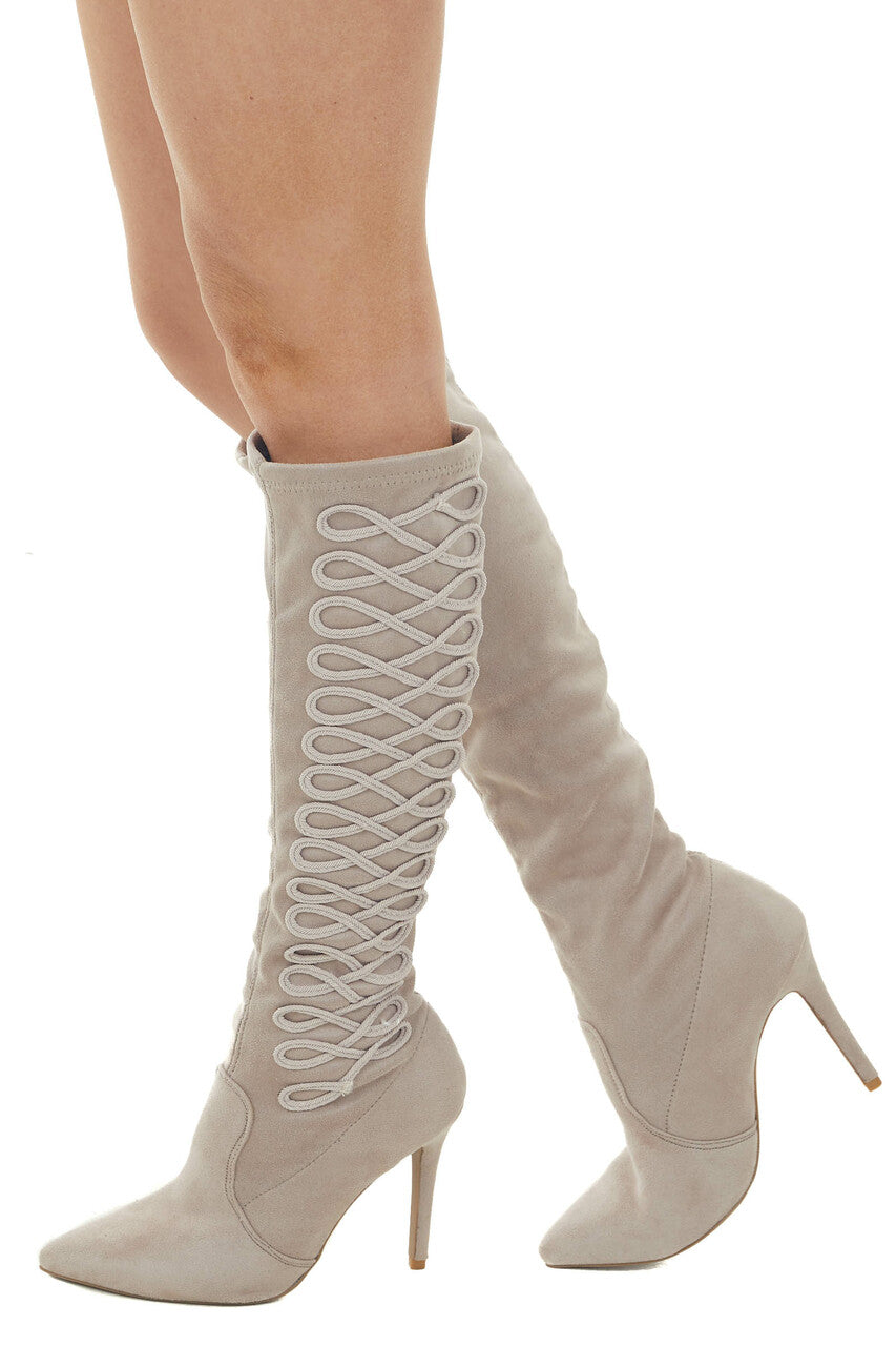Faded Tea Rose Heel Boots with Braided Detail