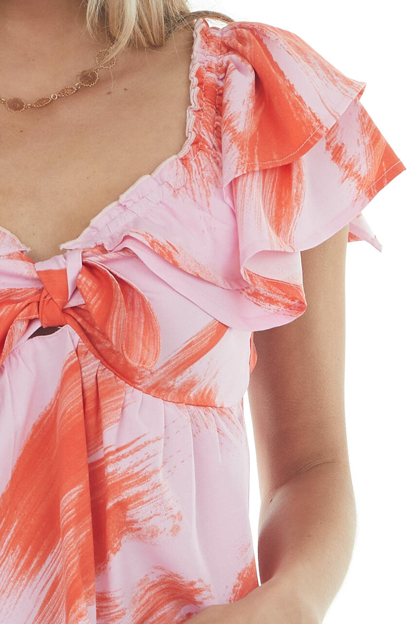 Carnation and Fire Printed Off Shoulder Blouse