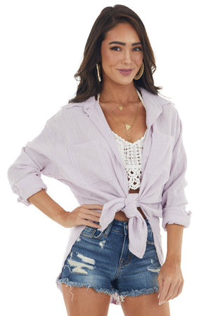 Thistle Button Up Top with Frayed Edges Detail