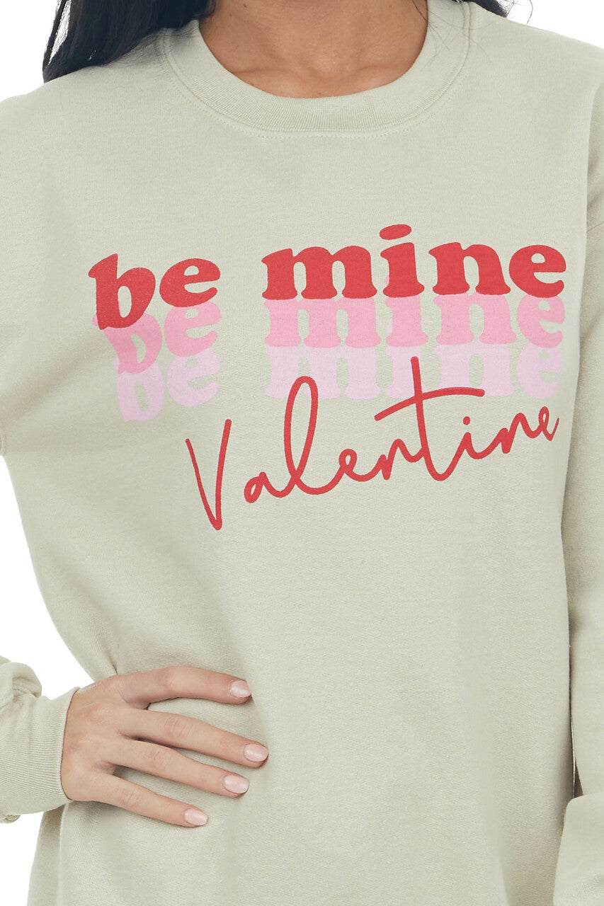 Beige 'Be Mine Valentine' Graphic Sweatshirt 