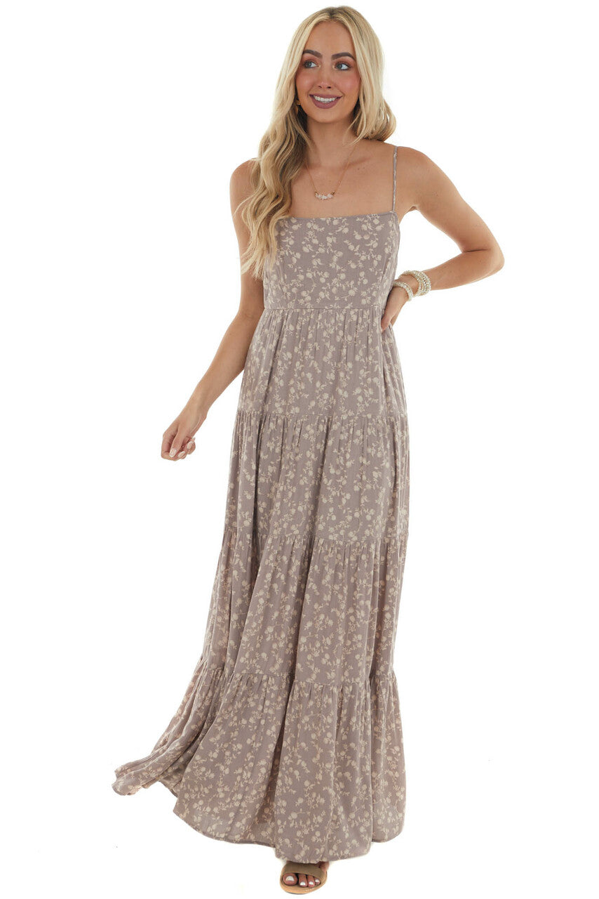 Lavender Ditsy Floral Sleeveless Maxi Dress