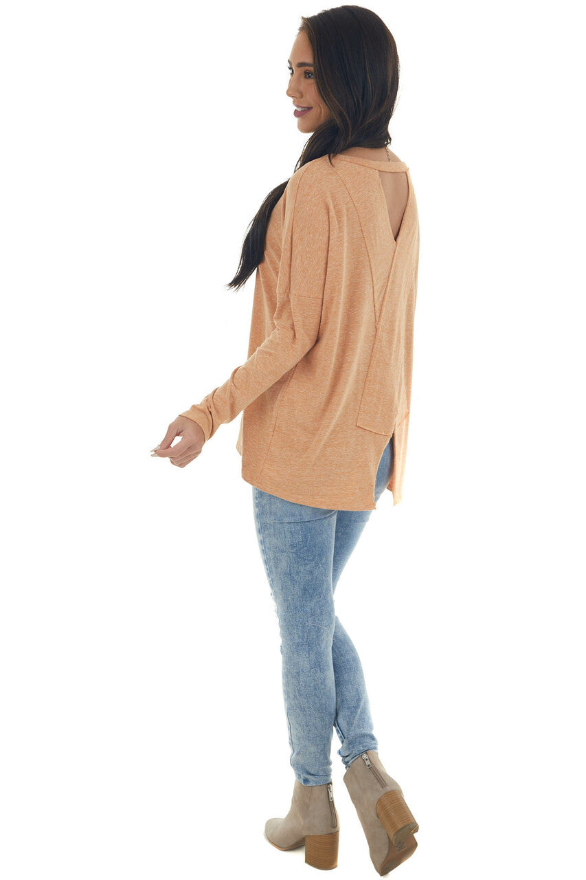 Heathered Pumpkin Criss Cross Back Cut Out Top