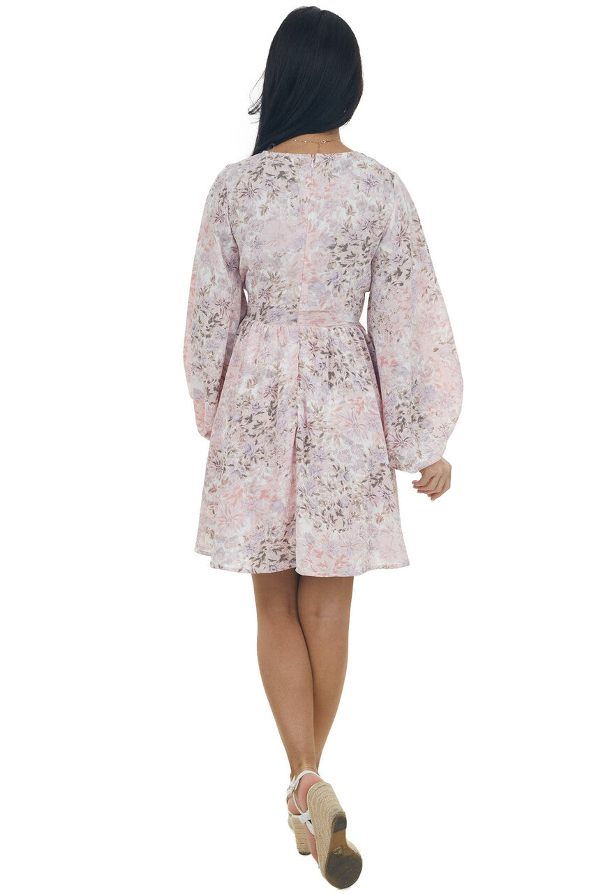 Cherry Blossom Floral Cut Out Short Dress