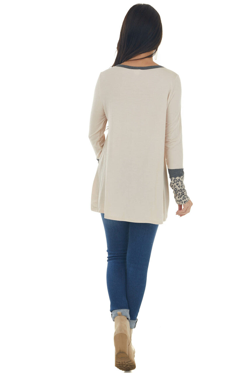 Tea Rose Colorblock Long Sleeve Knit Top 