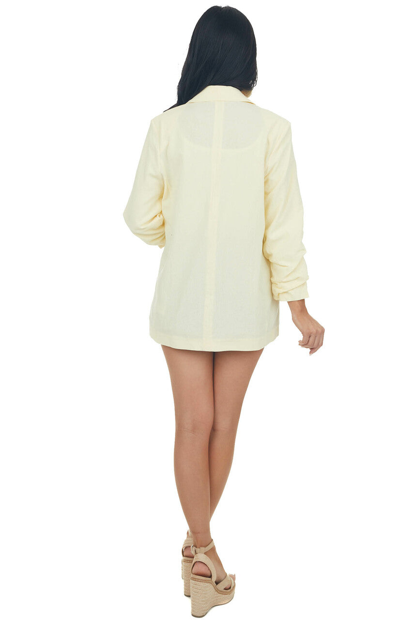 Buttercream Open Front 3/4 Sleeve Woven Blazer