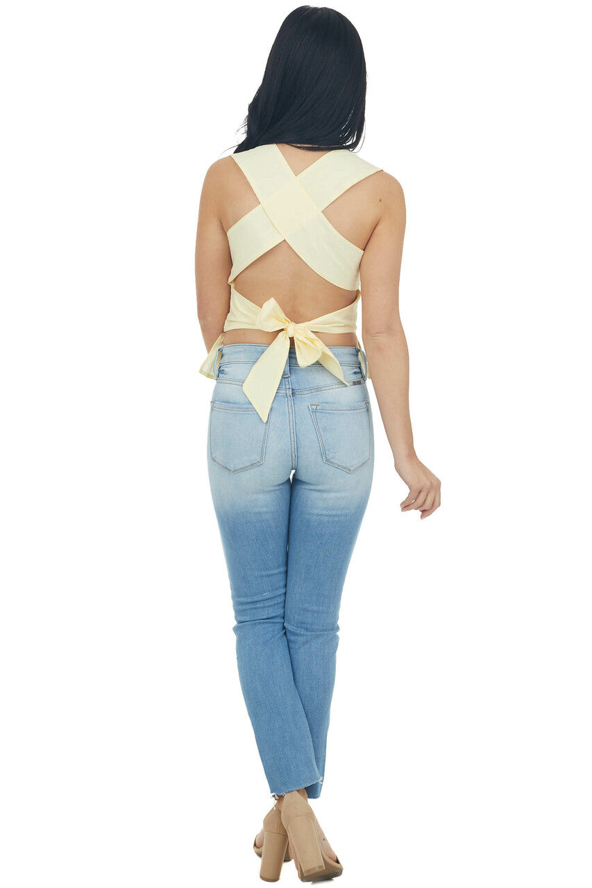 Buttercream Sleeveless Strappy Open Back Top