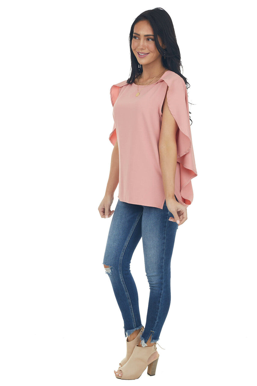 Dusty Blush Blouse with Back Overlay Detail