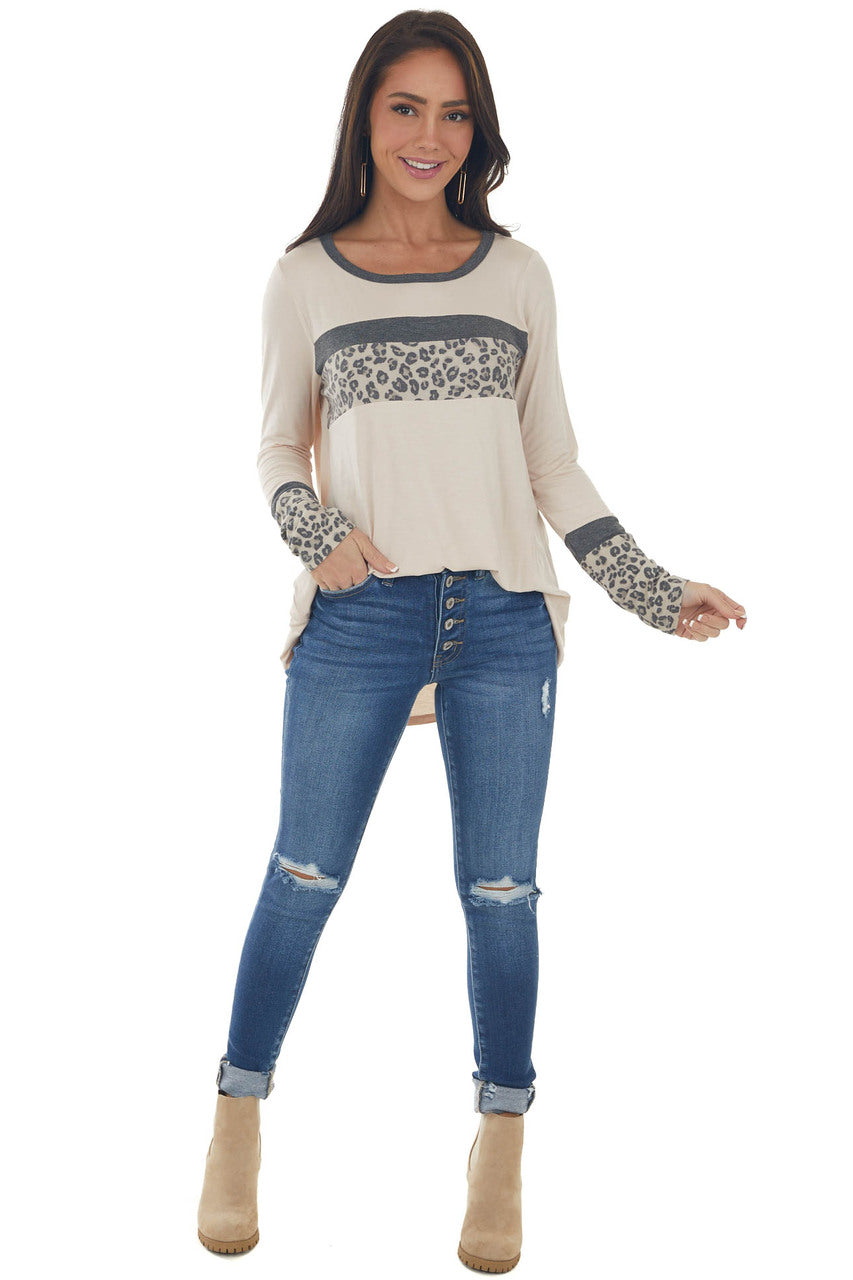 Tea Rose Colorblock Long Sleeve Knit Top 