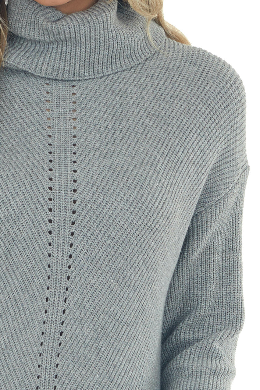 Dove Grey Cowl Neck Sweater Dress with Small Cutout Details