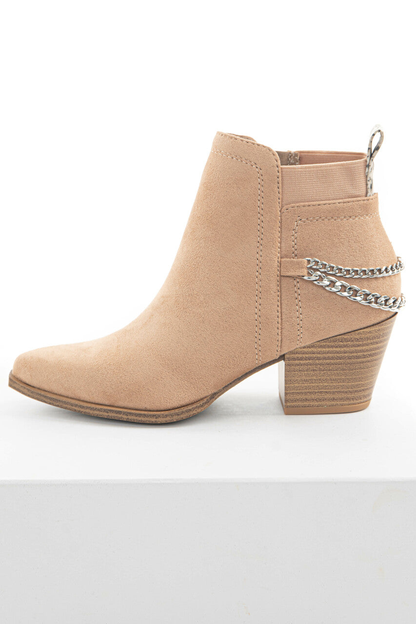 Rich Latte Zip Up Booties with Chain Detail