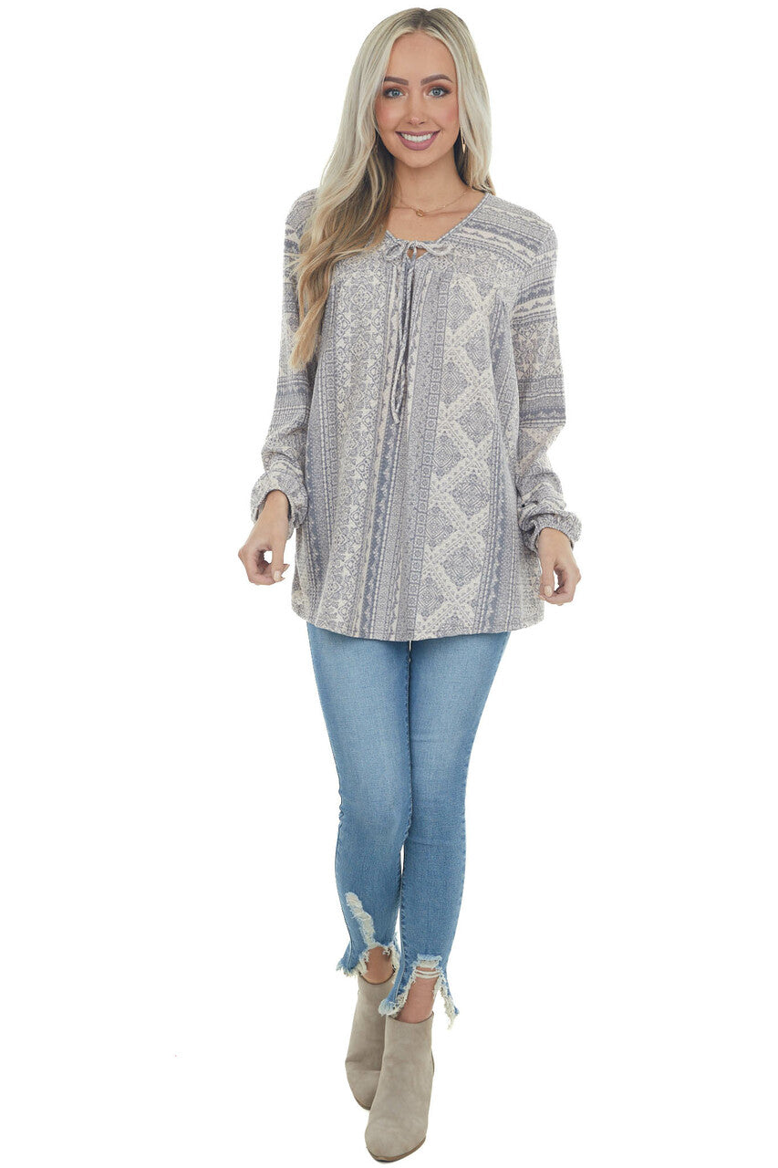 Blush and Stone Multiprint Long Sleeve Top