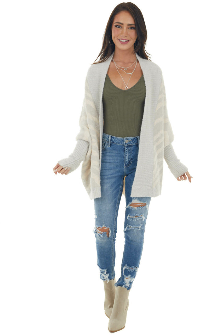 Dove Grey and Cream Zebra Print Cardigan