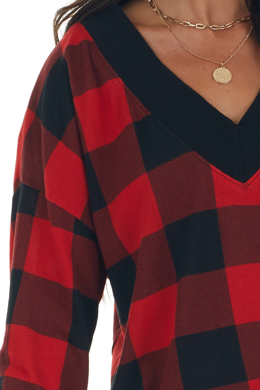 Ruby Buffalo Plaid Long Sleeve Knit Top