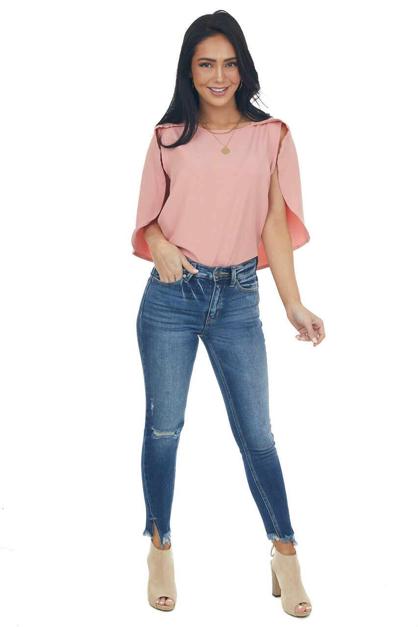 Dusty Blush Blouse with Back Overlay Detail