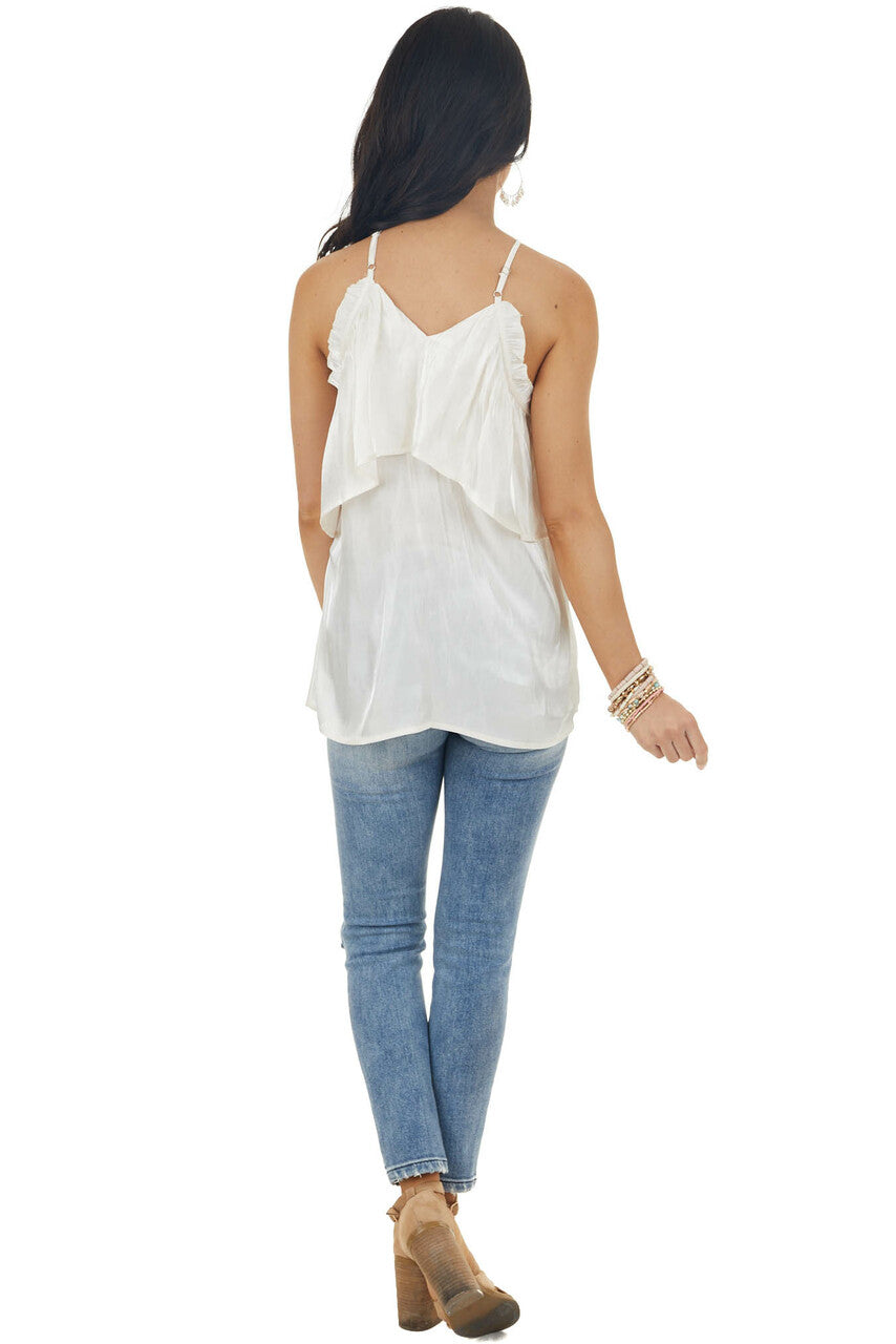 Champagne Shimmer Sleeveless Top with Criss Cross Straps 