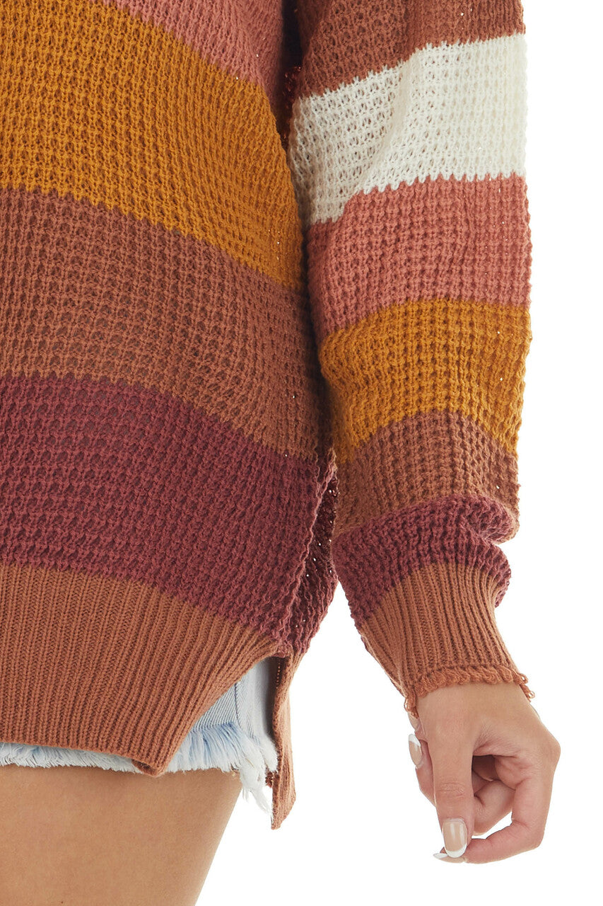Cinnamon and Pumpkin Striped Knit Sweater