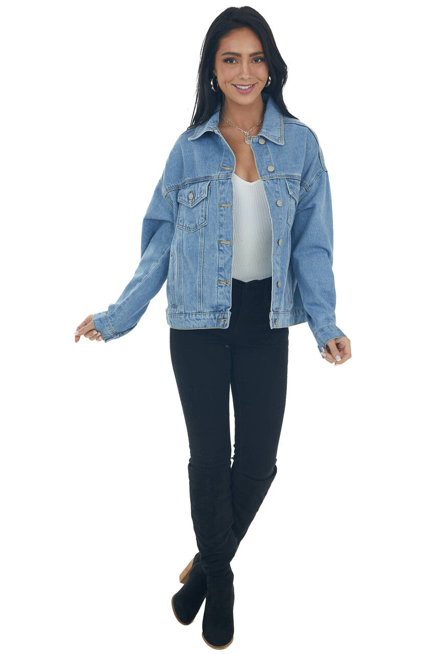 Medium Oversized Denim Jacket with Pockets