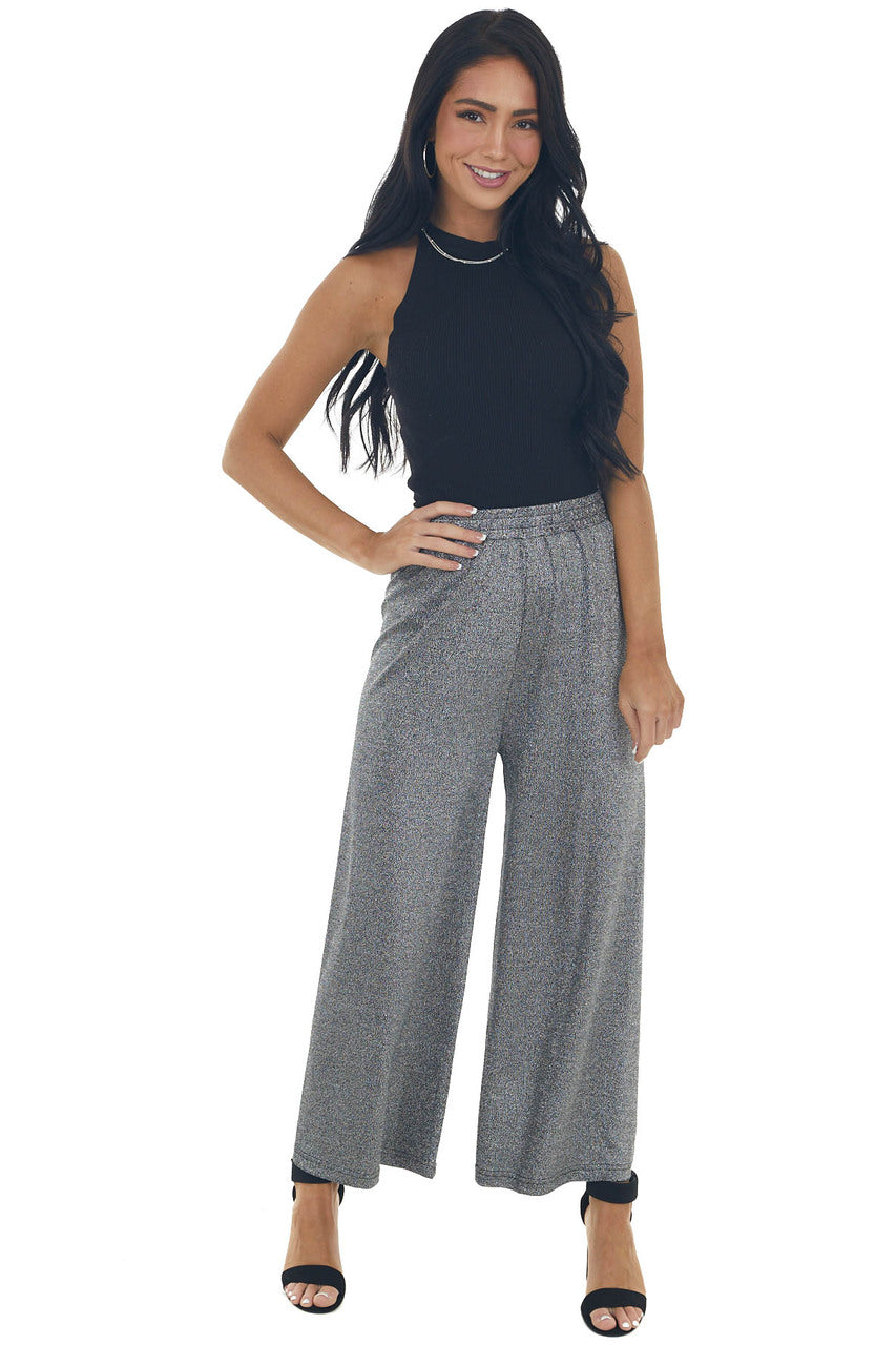 Black and Silver Stretchy Flowy Capri Pants