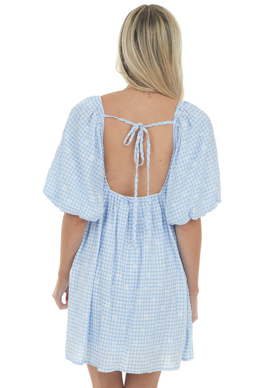 Cornflower Gingham Ditsy Floral Babydoll Dress