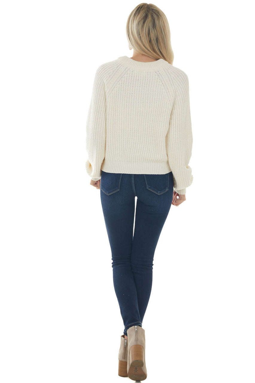 Vanilla Raglan Sleeve Slight Crop Sweater 