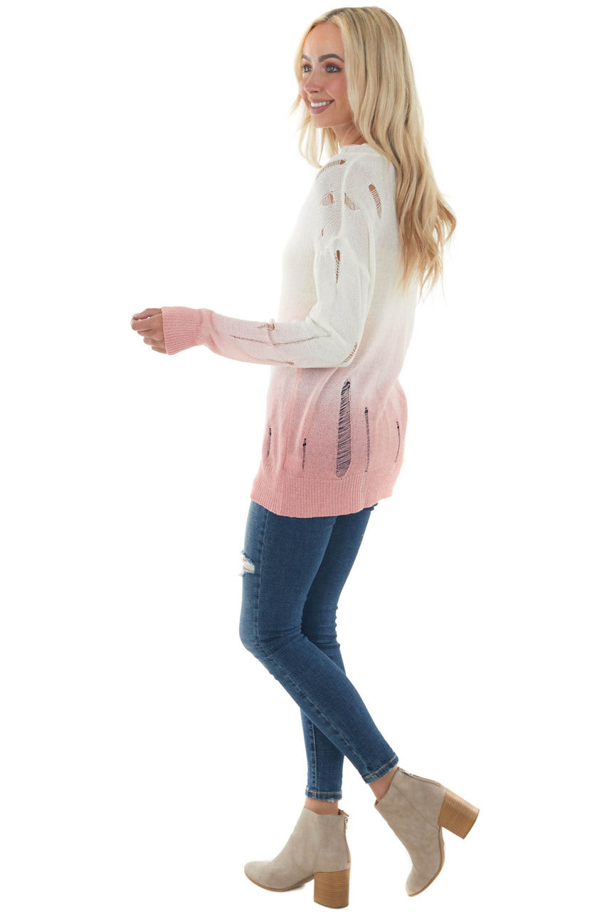 Deep Punch and Ivory Ombre Distressed Top