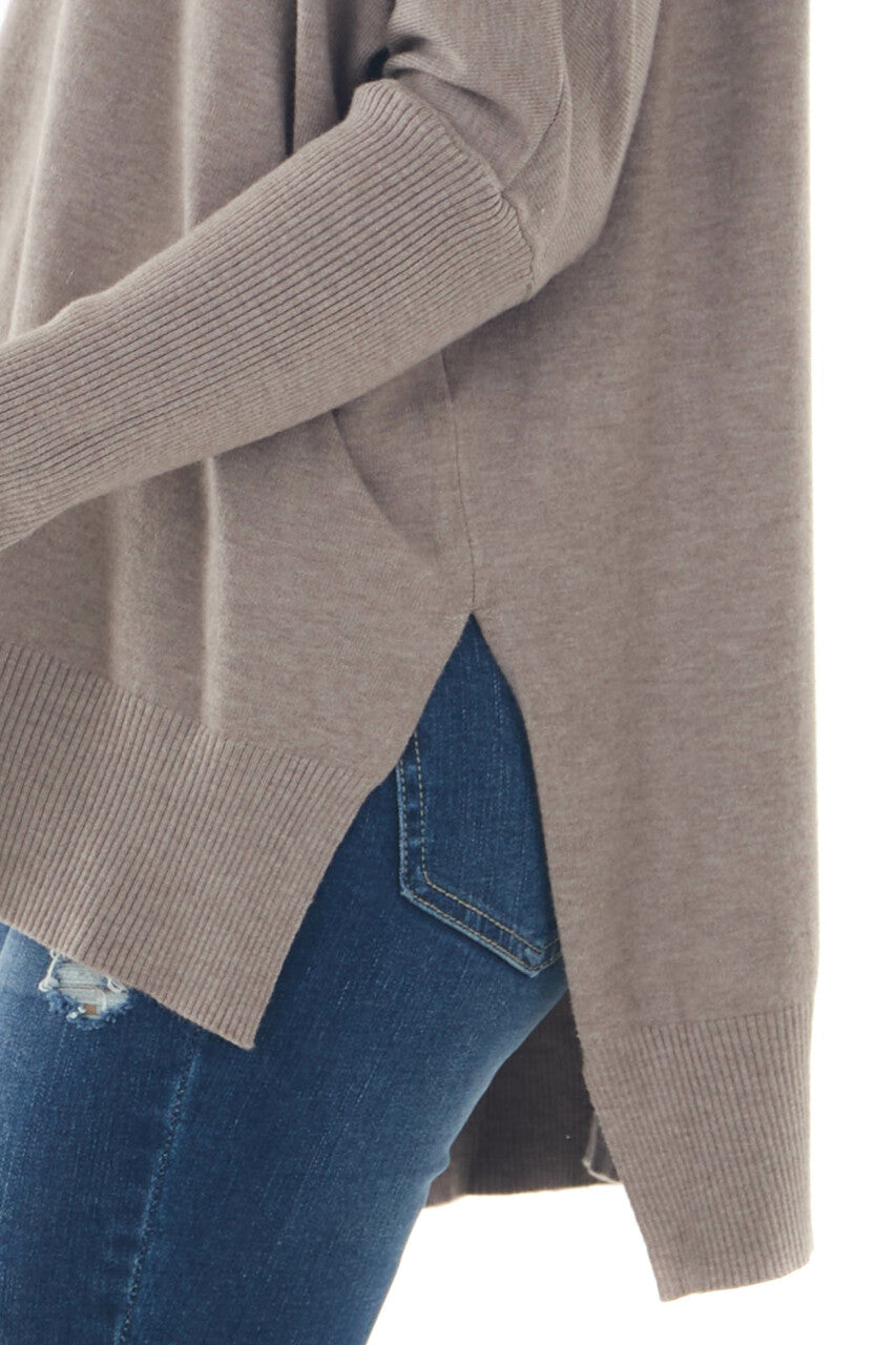 Quartz Grey Dolman Sleeve High Low Hem Sweater