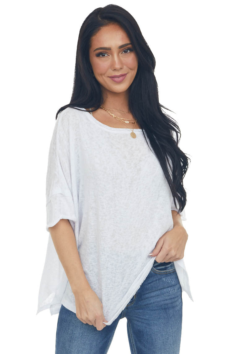 Melange Off White Short Dolman Sleeve Knit Top 