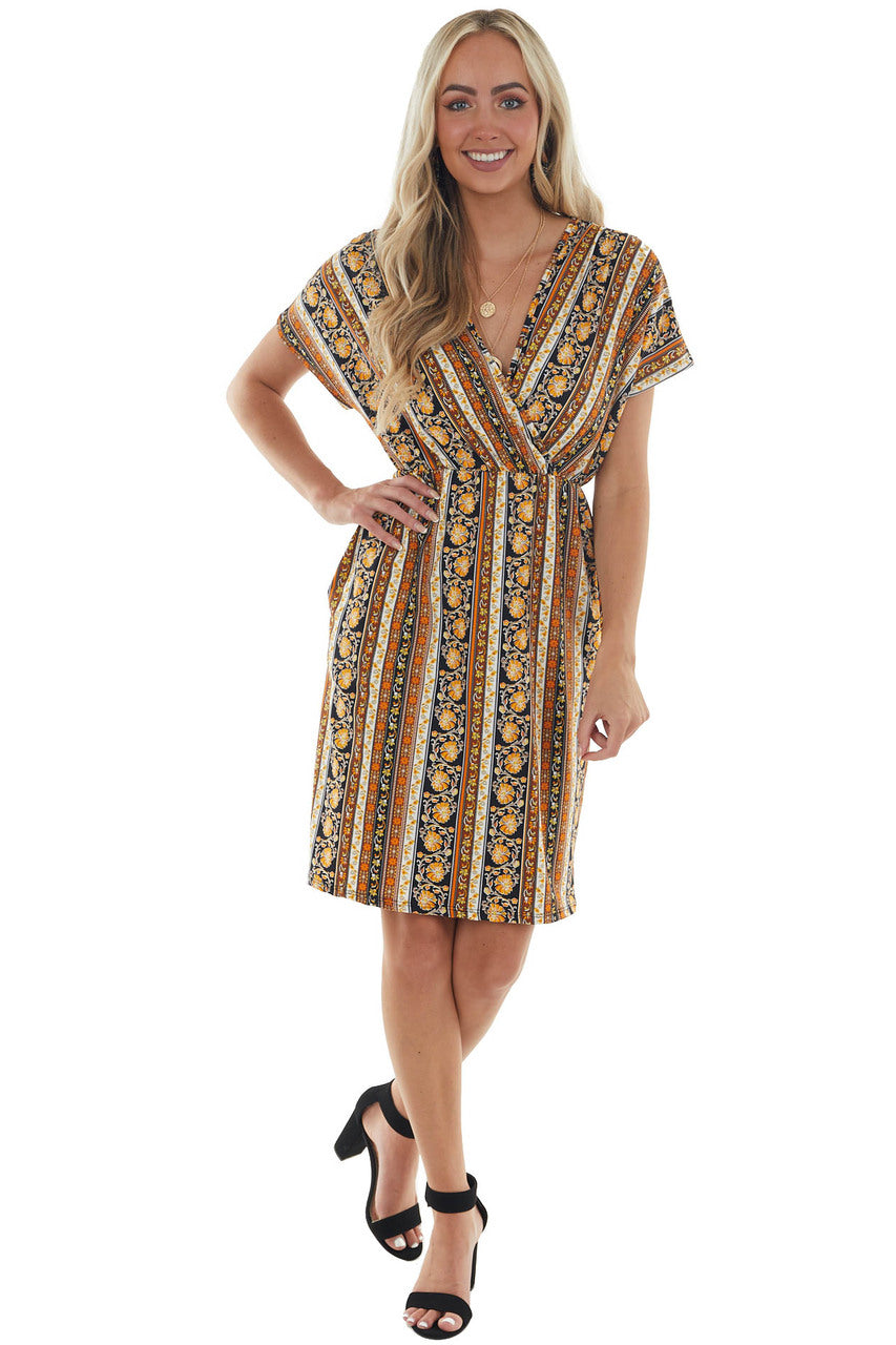 Mango and Black Striped Print Short Dress