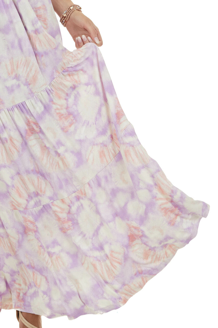 Iris Tie Dye Sleeveless Blouson Maxi Dress with Cinch Waist 