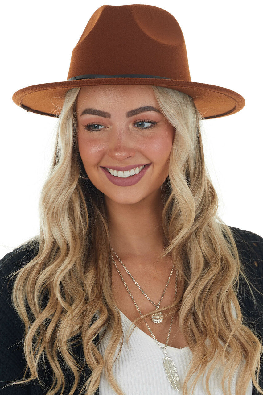 Cinnamon Felt Panama Hat with Double Band 