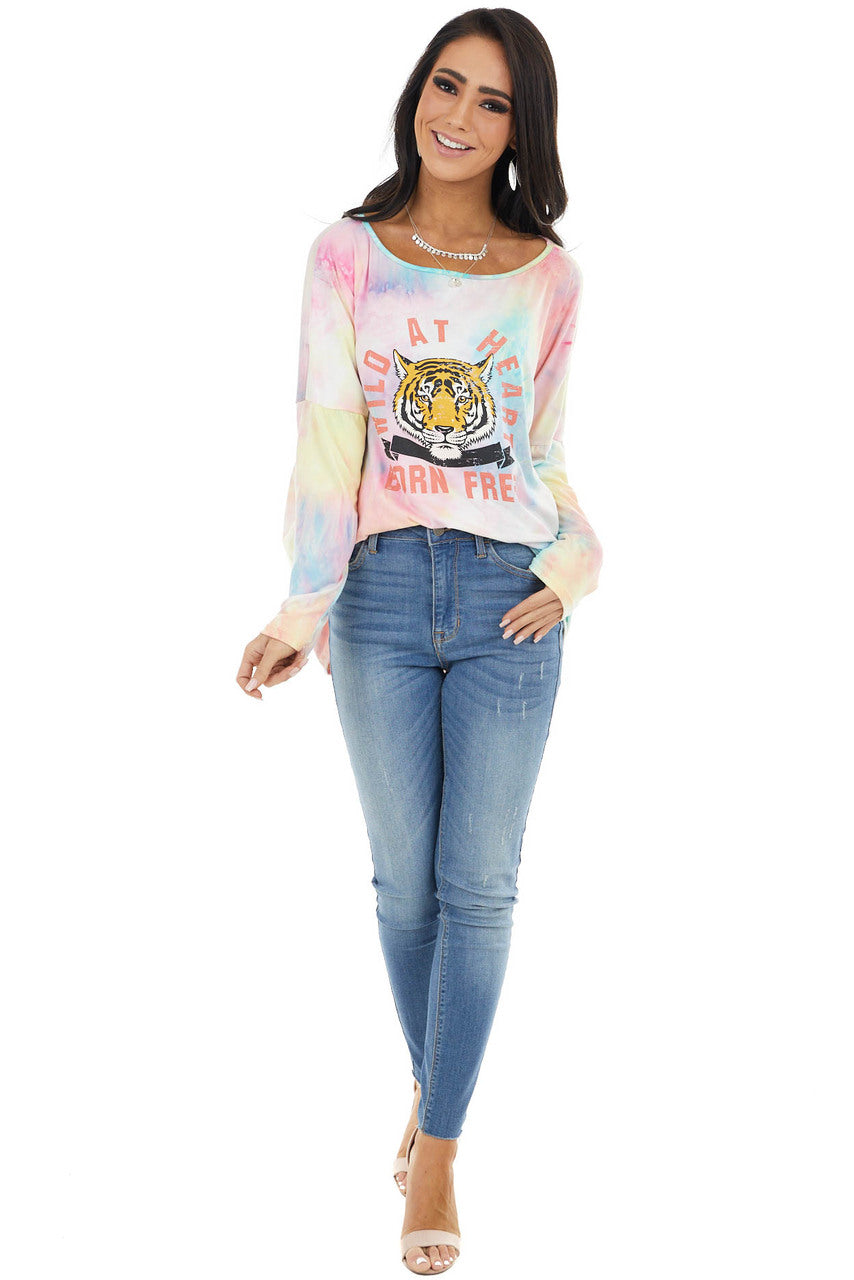 Multicolor Tie Dye 'Wild at Heart Born Free' Graphic Top 